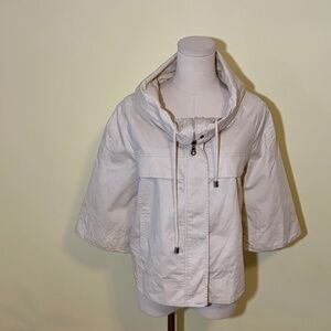 Millard Fillmore Anthropologie Cropped 3/4 Sleeve Cowl Neck Tan Cotton Coat SZ M